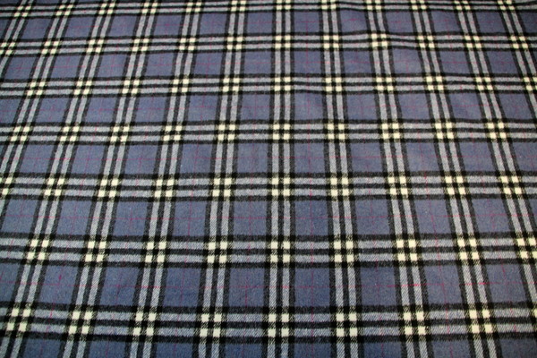 Blue, White, Black & Pink Tartan Brushed Wool Blend - 280GSM