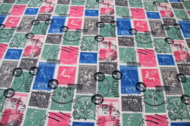 Vintage Stamps Linen Look Cotton