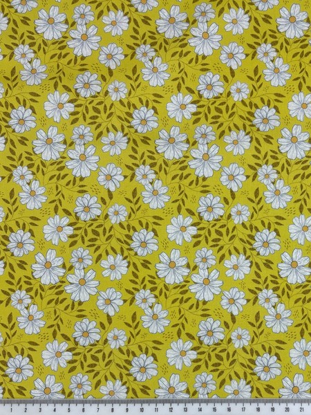 Daiseys on Yellow Printed Cotton