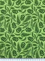 Fern & Palm Fronds on Green Premium Cotton