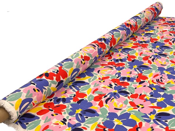 Floral Spring Tones Linen Blend