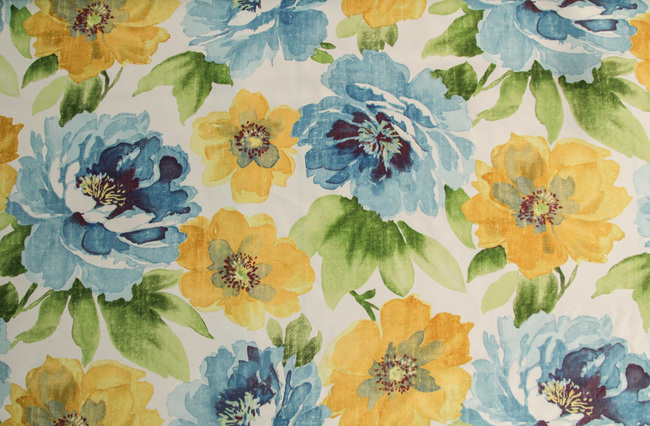  Extra Large Blue & Yellow Flowers Print Waterproofed & UV Coated Canvas