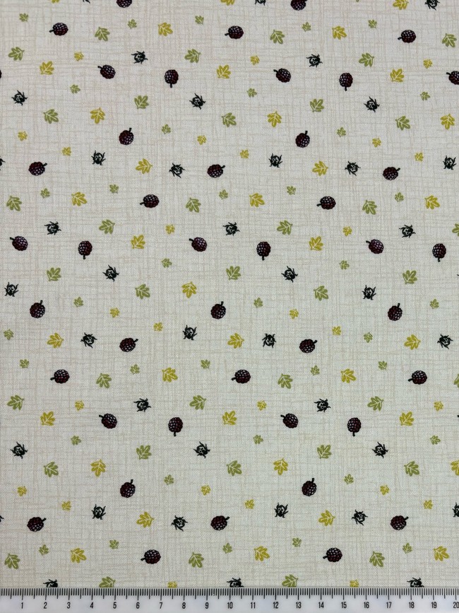 Berries & Bugs on Printed Cotton