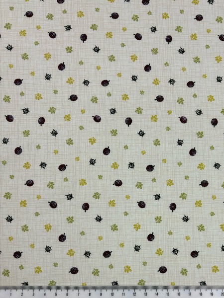 Berries & Bugs on Printed Cotton