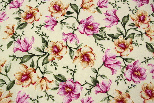 Spring Flowers on Cream Printed Cotton
