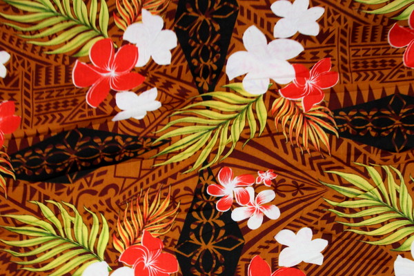 Hibiscus on Caramel Island Style Polycotton