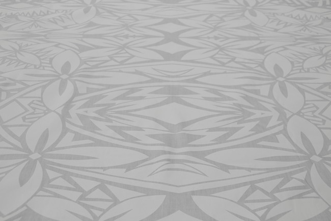 * REMNANT - White on White Pasifika 'Flower' Printed Polycotton