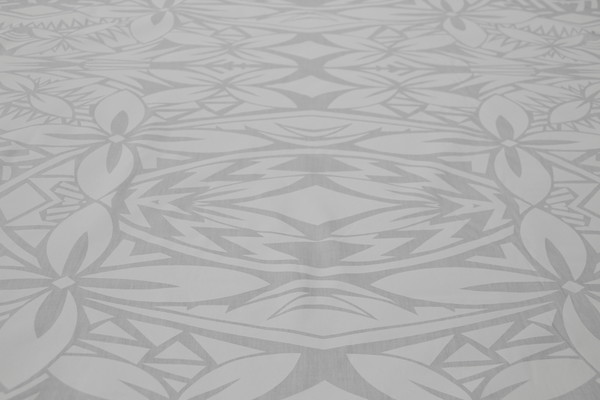 * REMNANT - White on White Pasifika 'Flower' Printed Polycotton