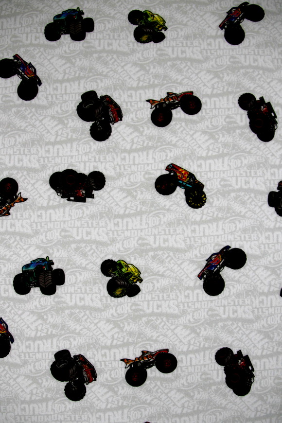 Hot Wheels Monster Trucks on Grey Premium Printed Cotton