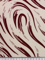 Maroon Brushstrokes on Ivory Linen Blend