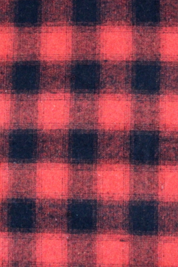 Bright Red & Black Blurry Check Wool Blend