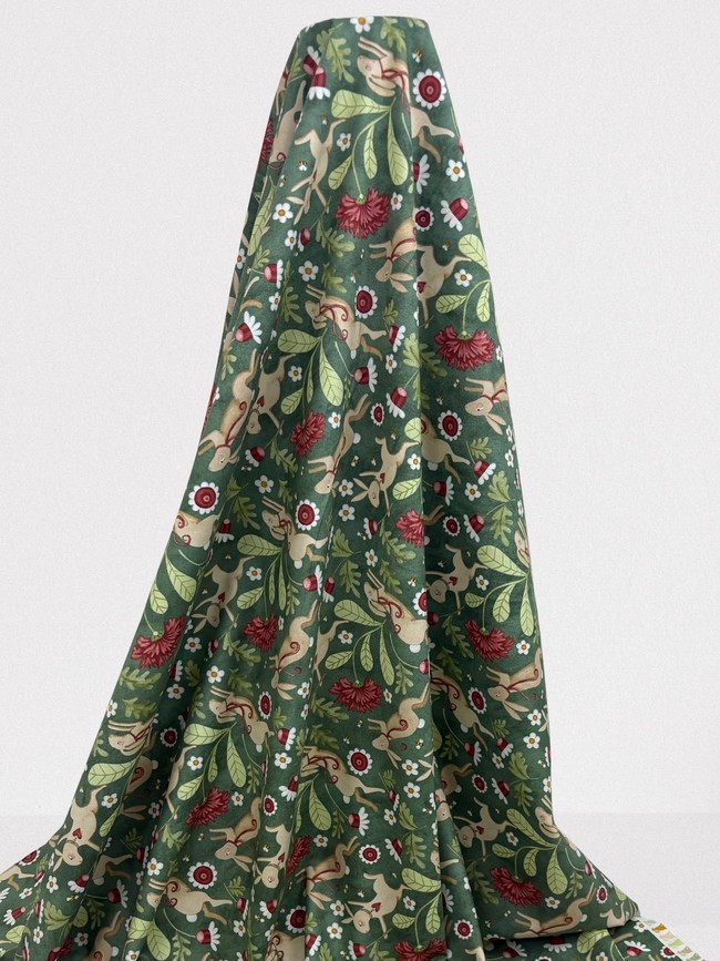 Bunnies in the Garden Printed Cotton