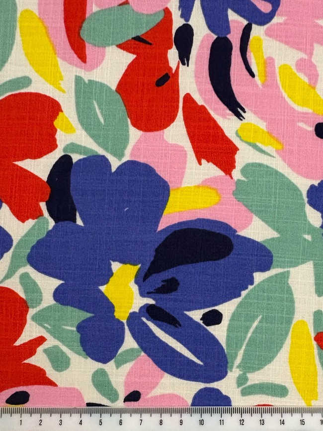 Floral Spring Tones Linen Blend