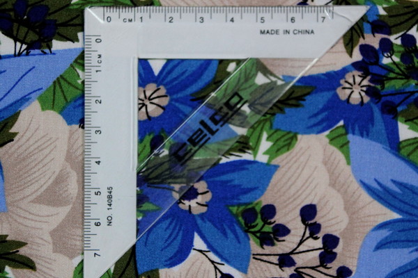  Blues & Silver Star Flower Printed Rayon