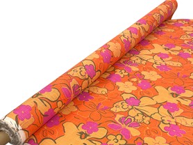 Orange & Pink Floral Linen Blend