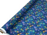 Bright Dragonflies on Blue Premium Cotton