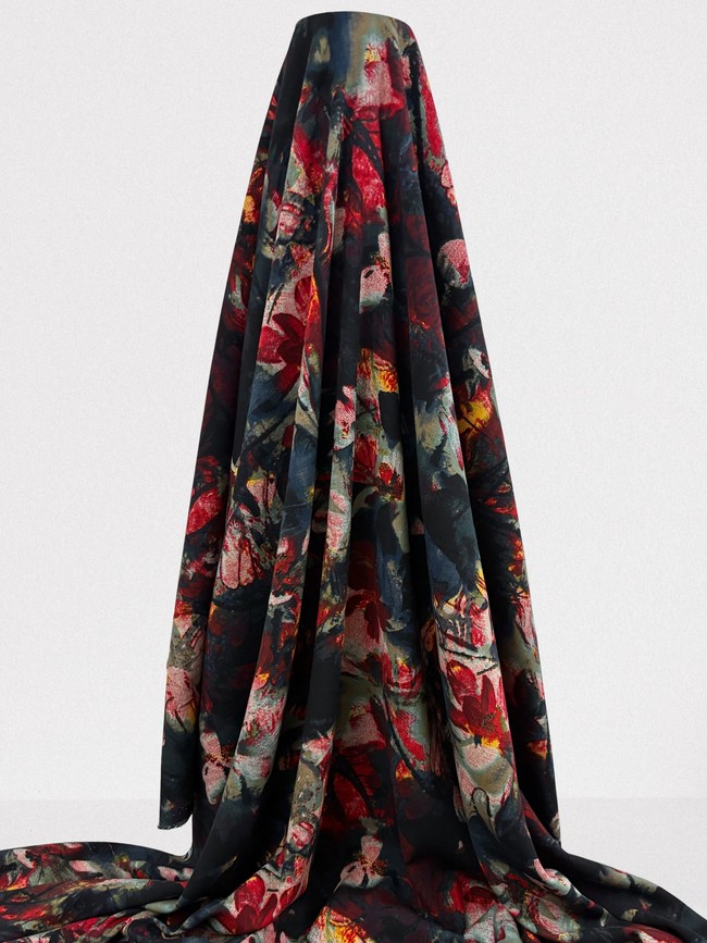 Moody Abstract Floral Stretch Linen Blend