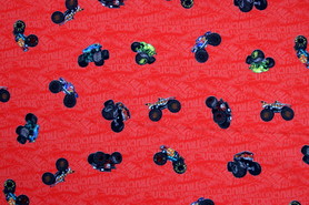 Hot Wheels Monster Trucks on Red Premium Printed Cotton