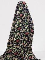 Bunnies in the Garden on Black Printed Cotton