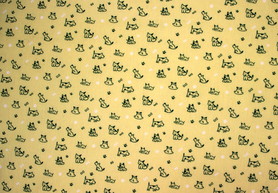 * REDUCED * Green Dogs on Lemon Printed Cotton