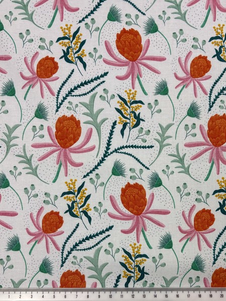 Australian Florals on Printed Cotton