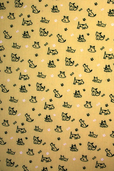 Green Dogs on Lemon Printed Cotton