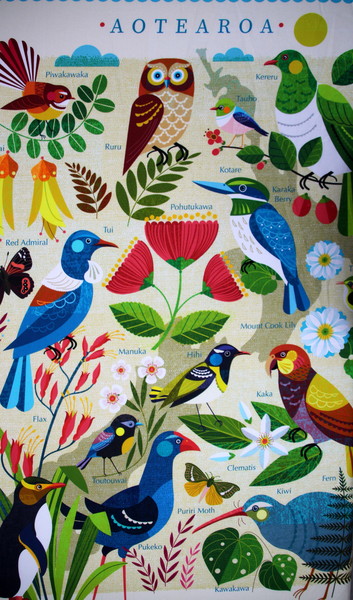 Birds & Flowers of Aotearoa NZ Premium Printed Cotton Kiwiana Panel