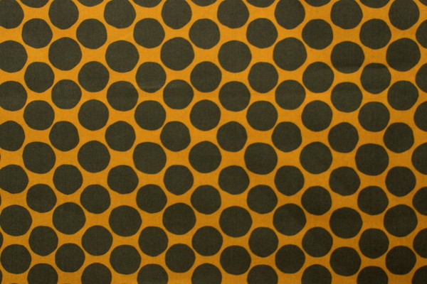 Large Khaki Spots on Mustard Printed Linen/Cotton Blend