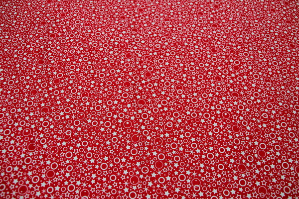 Red Christimas Stars & Circles Printed Cotton New Image
