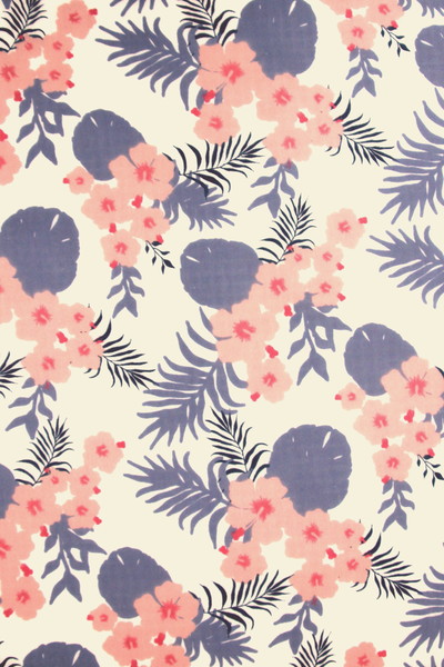Pastel Tropical Floral Printed Cotton Voile