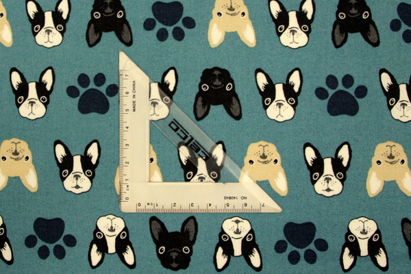 French Bulldogs on Blue Green Japanese Premium Printed Cotton