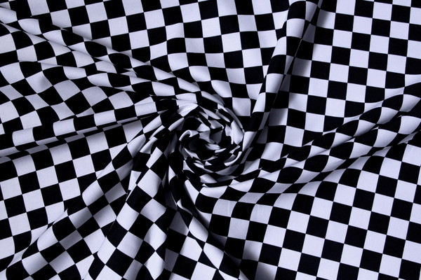 Black & White Butchers Check Printed Cotton