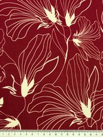 Ivory Flowers on Maroon Linen Blend