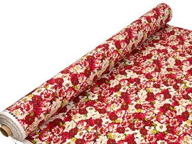 Red & White Floral Printed Cotton