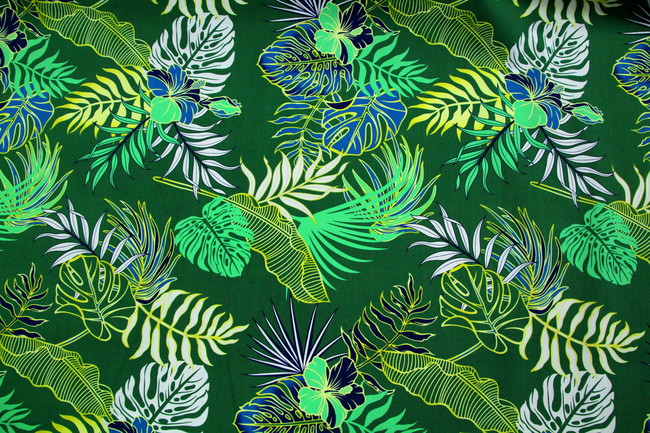 Greens & Blue Island Flora Printed Cotton