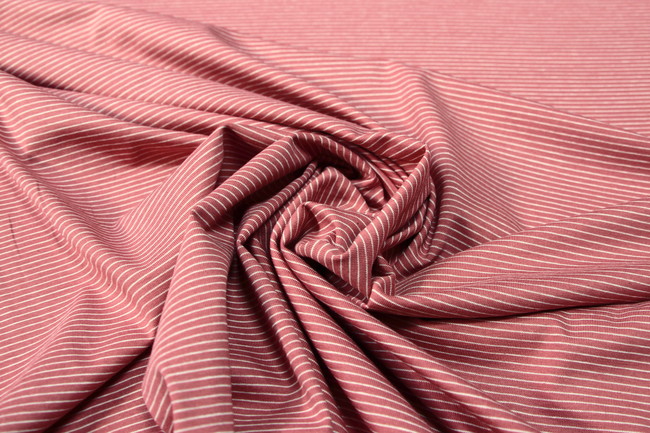 Rose Pink & White Pinstriped Cotton Lycra Knit