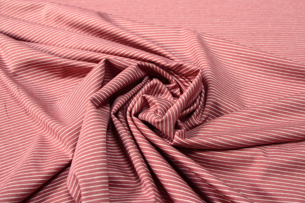 Rose Pink & White Pinstriped Cotton Lycra Knit