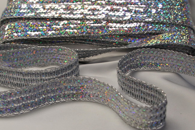 Holographic Silver Circle Sequin Trim
