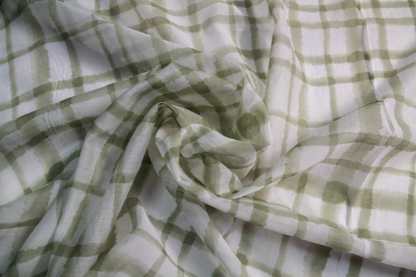 Sage 'Water-Colour" Grid Sheer