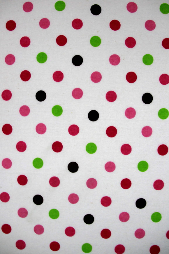 Multi Dots on White Printed Flannelette 