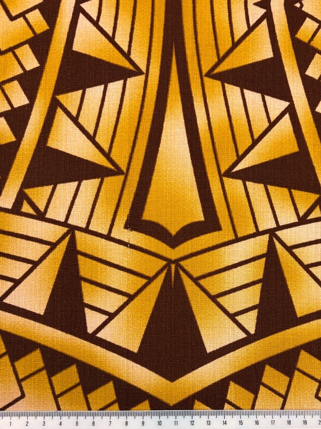 Mustard & Brown Pacific Island Cotton Dobby
