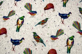 New Zealand Native Birds Kiwiana White Printed Cotton