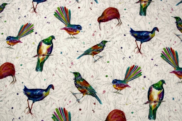 New Zealand Native Birds Kiwiana Printed Cotton