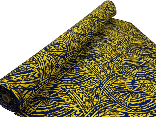 Royal & Mustard on Yellow Pacific Island Cotton Dobby