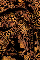 Taupe Tones on Dark Burgundy Pasifika Leaf Design Cotton