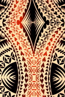 Samoan Inspired Creamy Beige, Brown & Orange Printed Pasifika Dobby