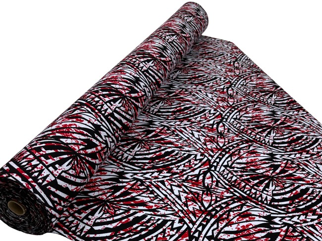 Red, Black & White Pacific Island Cotton Dobby