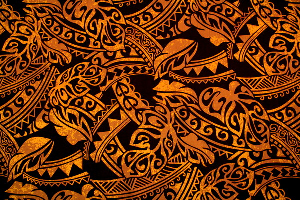 Taupe Tones on Dark Burgundy Pasifika Leaf Design Cotton