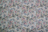 Muted Vintage Stamps Printed Cotton