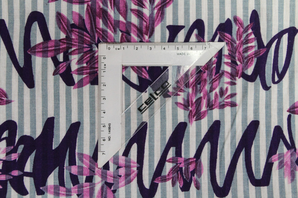 Purple Printed Striped Chambray